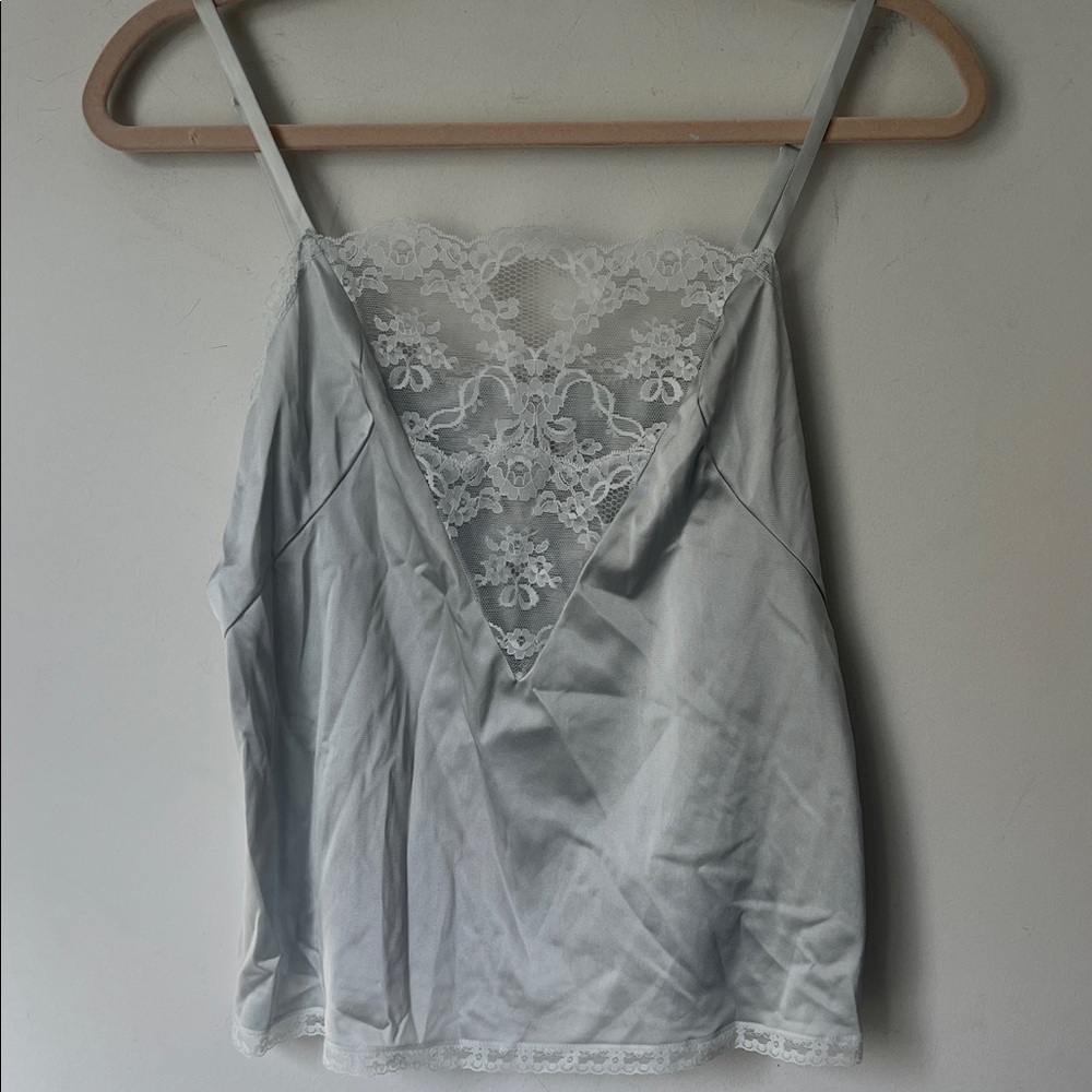 Vtg JC Penny Women’s Gray Retro Coquette Lace Tank 34/12 +